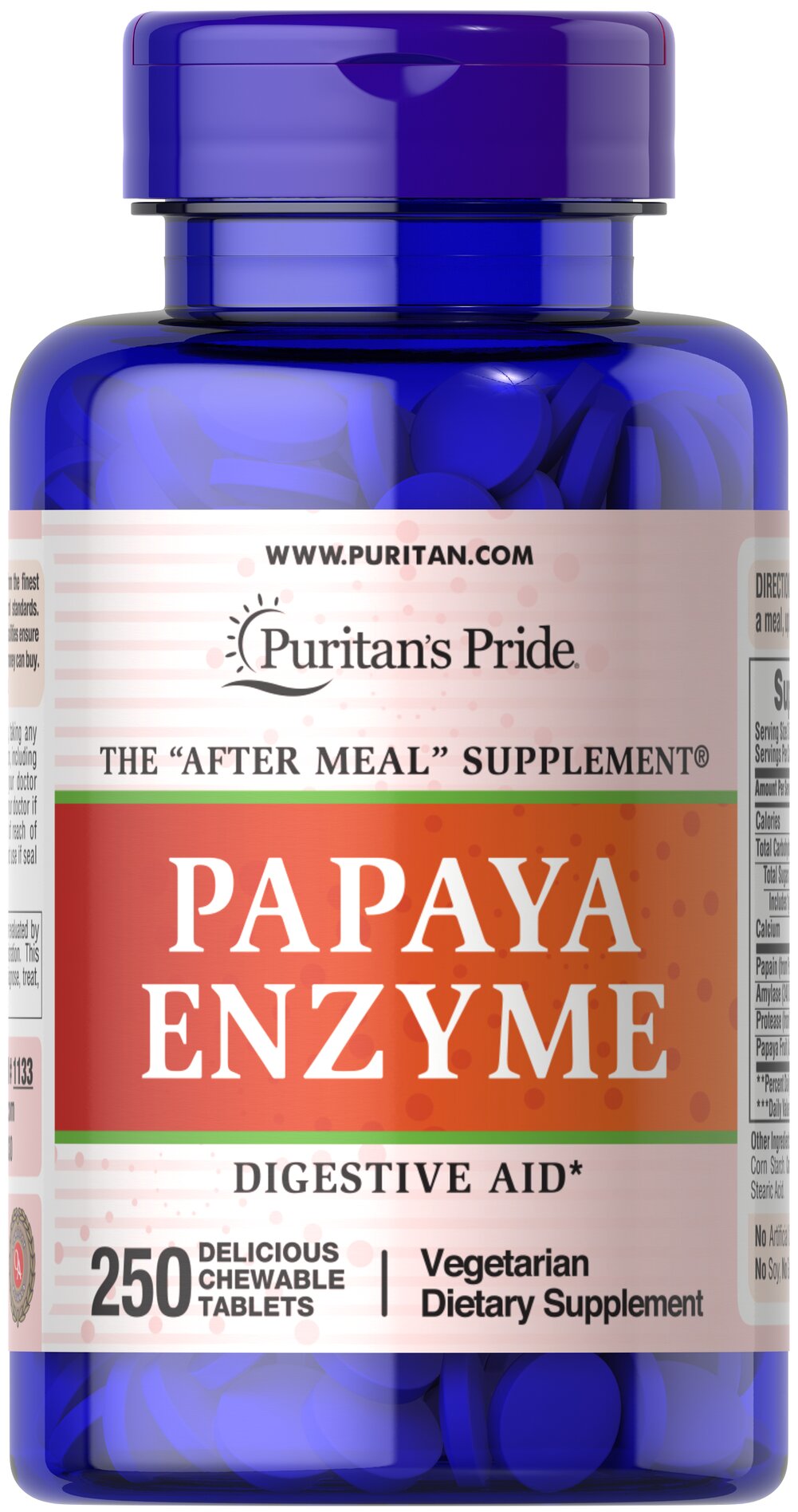 PURITANS PRIDE PAPAYA ENZYME 250 CHEWABLE TABLETS