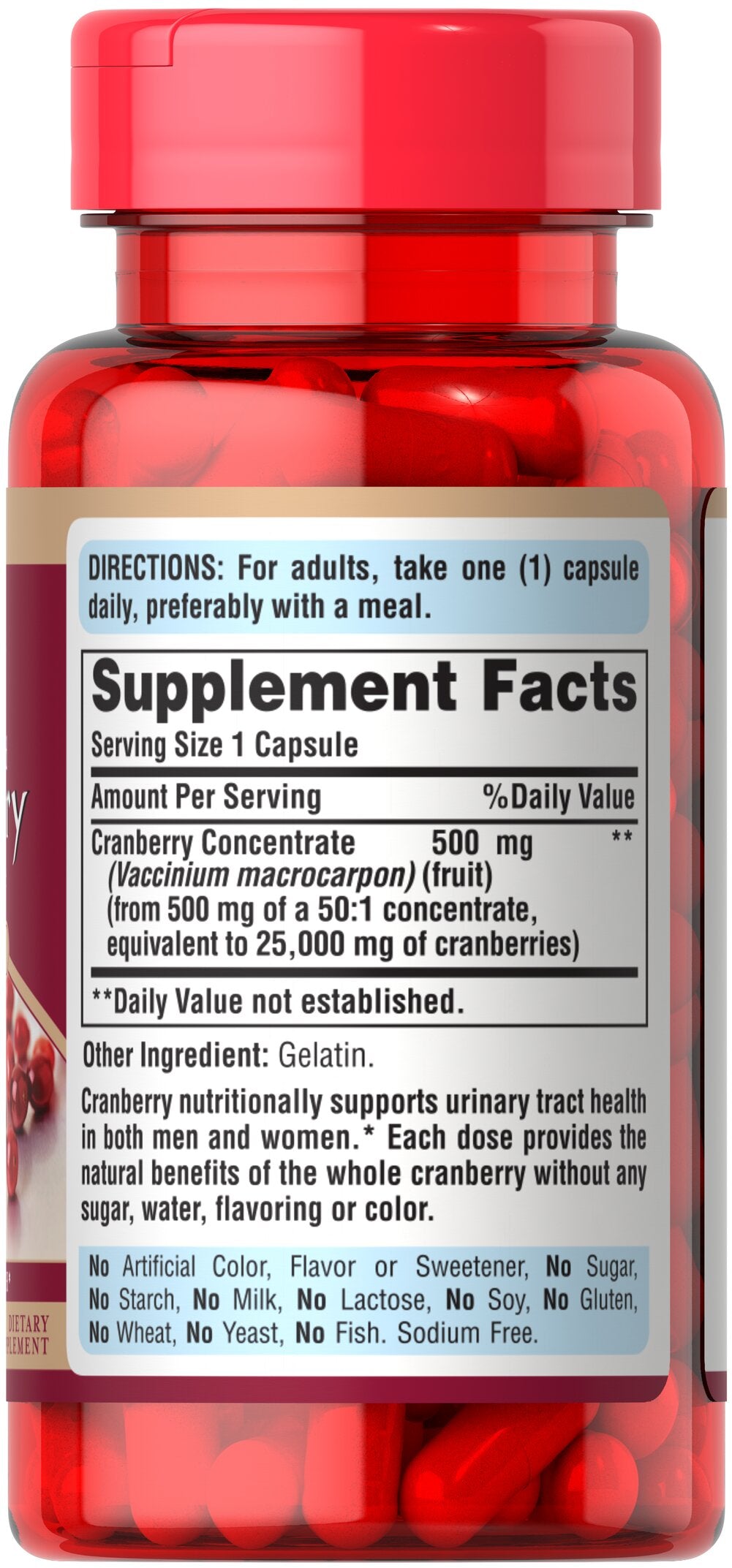 PURITANS PRIDE CRANBERRY ONE PER DAY 500 MG