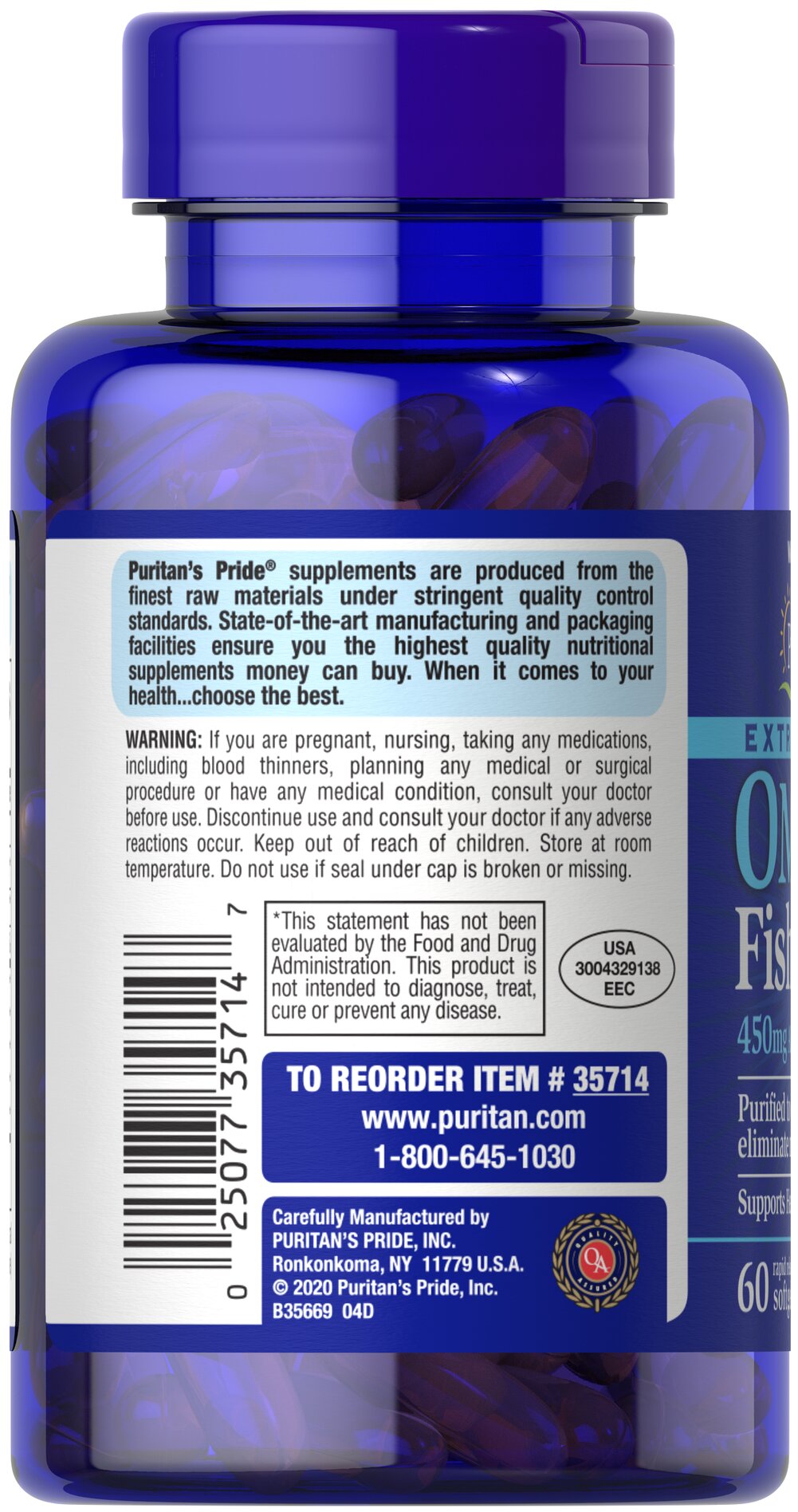 PURITANS PRIDE OMEGA 3 FISH OIL MAXIMA POTENCIA 60 SOFTGELS