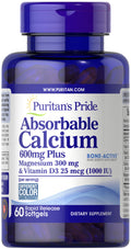 PURITANS PRIDE ABSORBABLE CALCIUM 600 MG PLUS