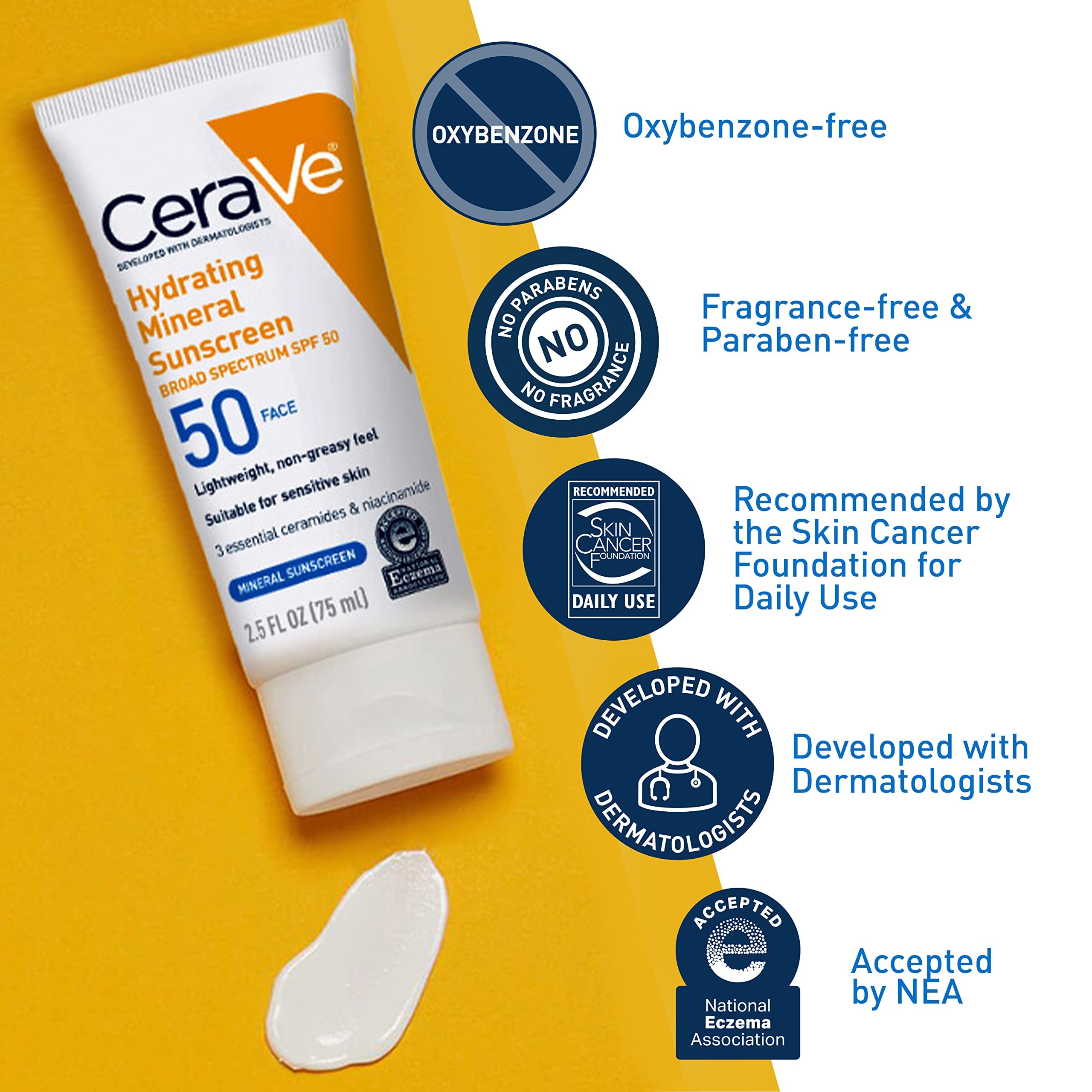 CERAVE HYDRATING MINERAL SUNSCREEN 50 SPF FACE