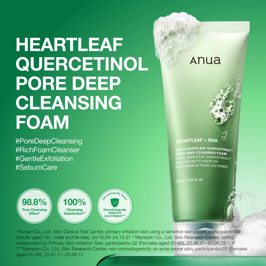 ANUA HEARTLEAF QUERCETINOL PORE DEEP CLEANSING FOAM